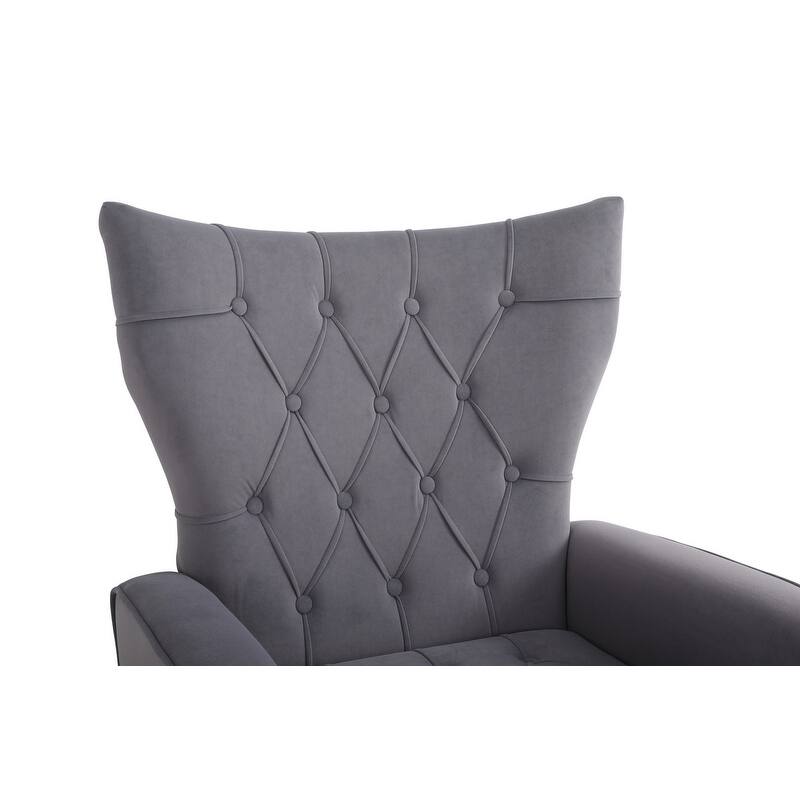 Accent Chair with Ottoman,Living Room Club Chair and Ottoman Set,Grey
