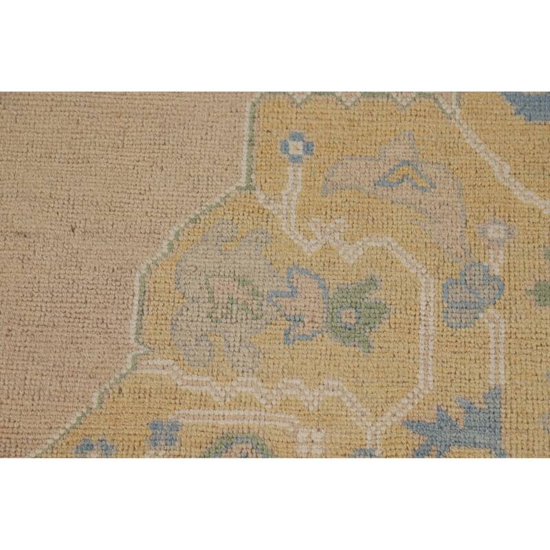 Hand Knotted Oriental 100% Wool Carpet Transitional Medallion Peach Oushak Area Rug - 10' 0'' X 8' 2''