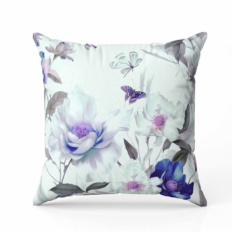 Leafy Lepidoptera Medley Indoor/Outdoor Reversible Throw Pillow Green and Blue