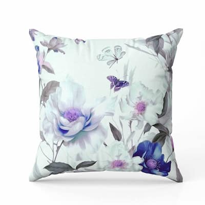 Leafy Lepidoptera Medley Indoor/Outdoor Reversible Throw Pillow Green and Blue