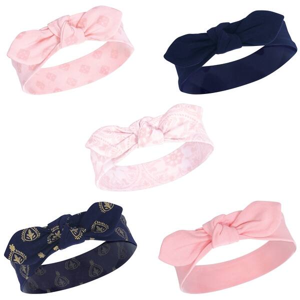 slide 1 of 1, Yoga Sprout Baby Girl Cotton Headbands 5pk, Navy Moroccan, 0-24 Months - Navy Moroccan Navy Moroccan - 0-24 Months
