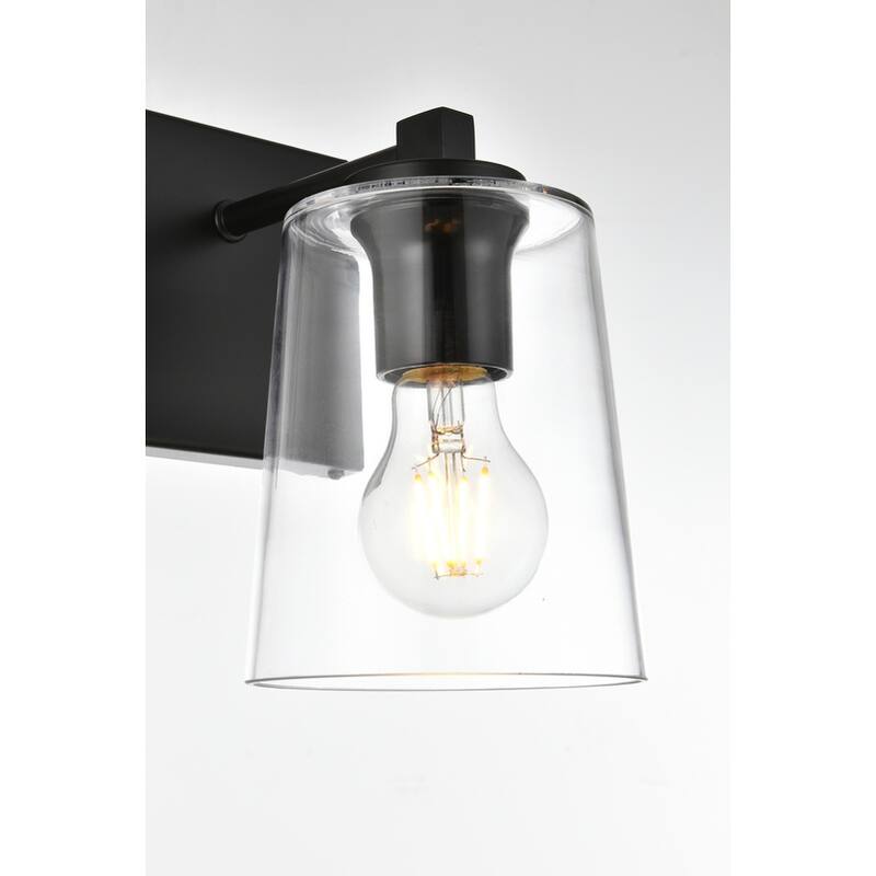 Kelly 1 Light Black and Clear Bath Sconce