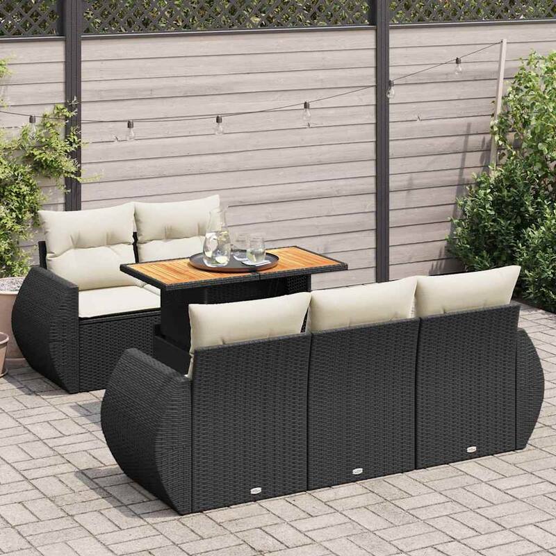 vidaXL Garden Sofa Set Black, Cream - 21.7 x 39.4 x 28.7