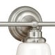preview thumbnail 8 of 6, Huntley 3-Light 24 in. W Satin Nickel Bathroom Vanity Lighting Fixture, White Schoolhouse Milk Glass Globe Shade, Dimmable