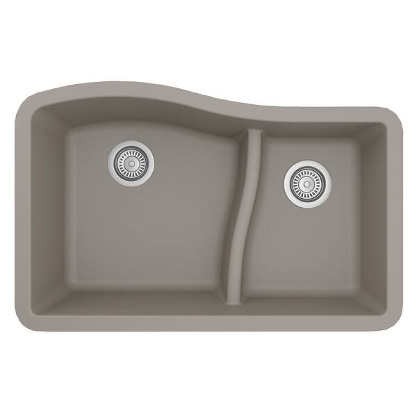 slide 2 of 47, Karran Undermount Quartz Double-bowl Kitchen Sink Concrete