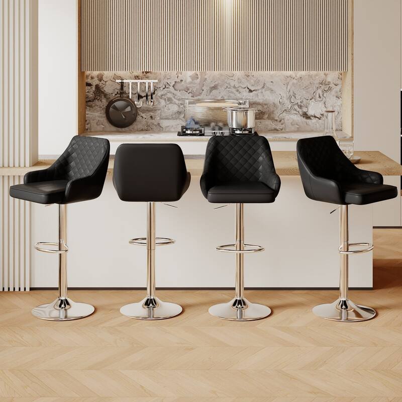 VECELO Adjustable Swivel Modern Bar Stools with Backs