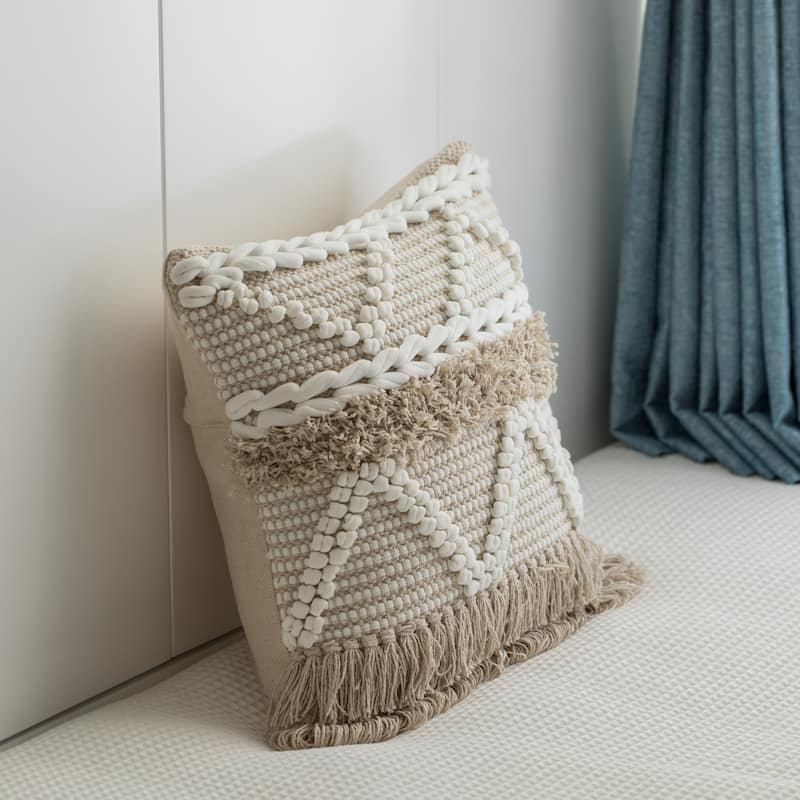 16" Handwoven Cotton Throw Pillow Cover