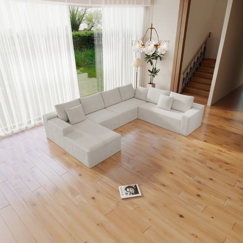 Oversized Sectional Modular Couch, Cloud Couches for Living Room, Deep Seat Upholstered Sleeper Sofa, U Shaped Couch with Chaise