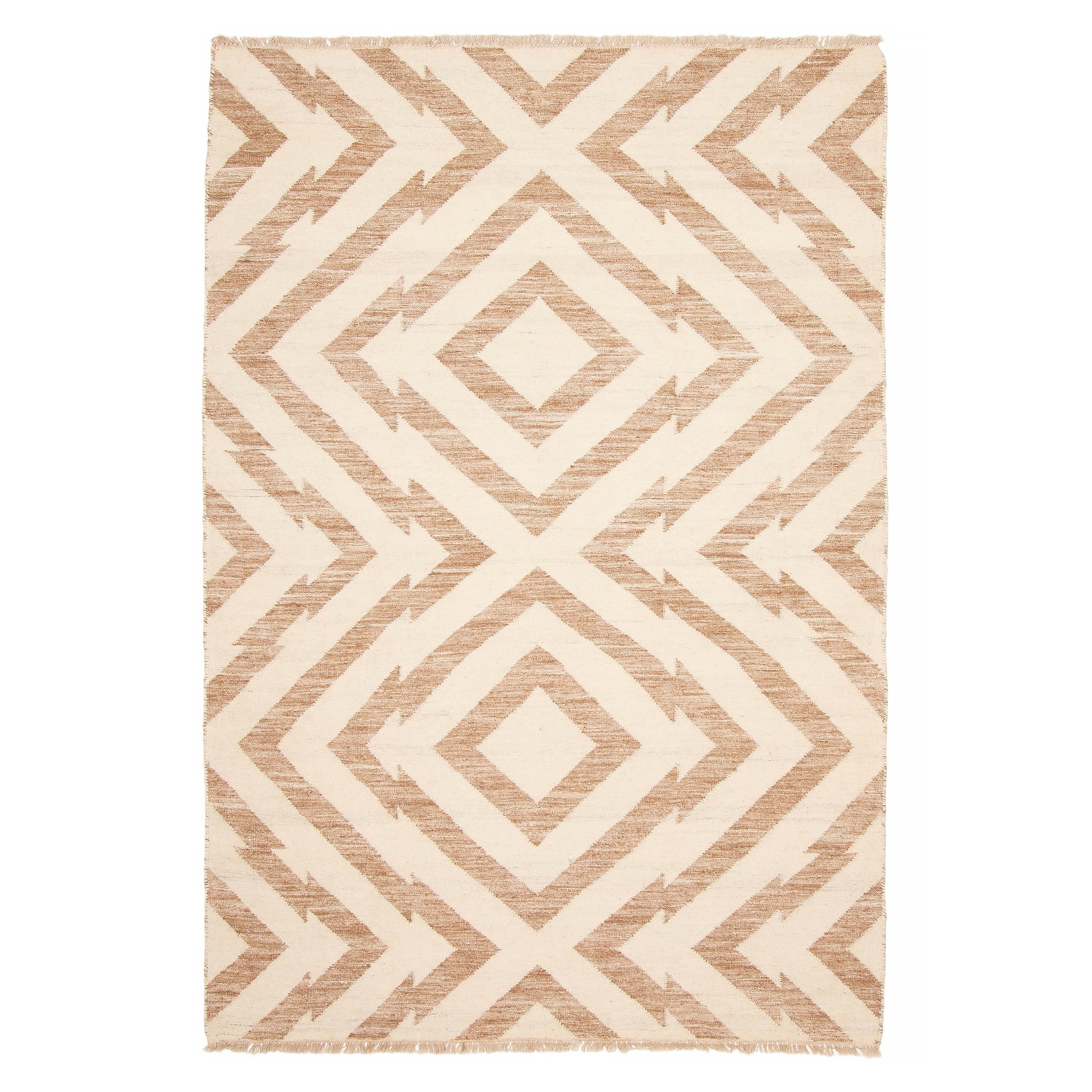 ECARPETGALLERY Flat-Weave Ankara FW Ivory Wool Kilim - 5'2 x 7'10
