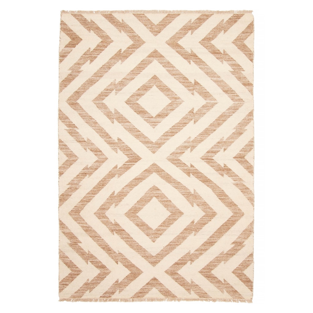 ECARPETGALLERY Flat-Weave Ankara FW Ivory Wool Kilim - 5'2 x 7'10