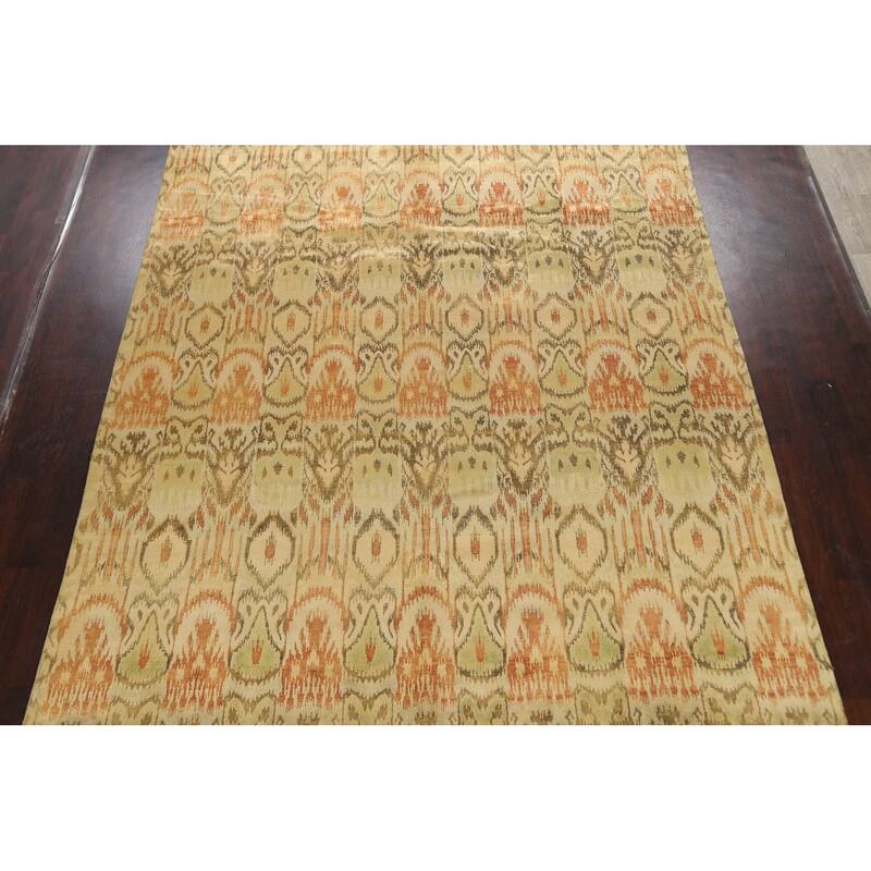 All-over Ikats Oriental Living Room Area Rug Wool Hand-knotted Carpet - 8'10" x 11'10"