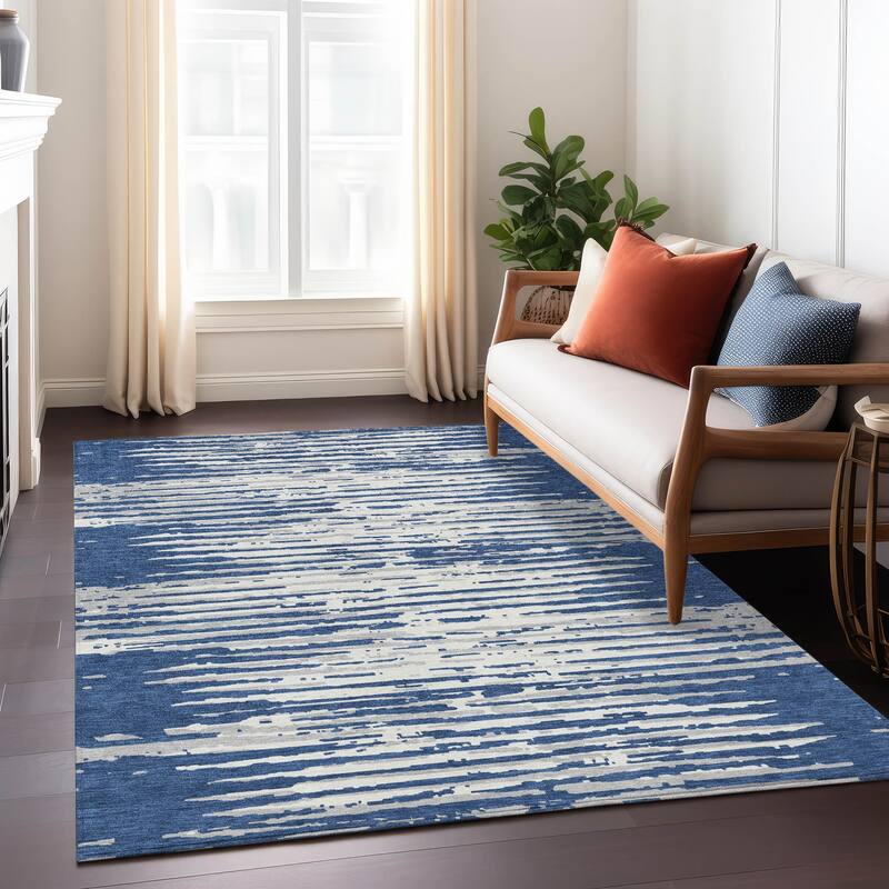 Machine Washable Indoor/ Outdoor Ombre Chantille Abstract Rug