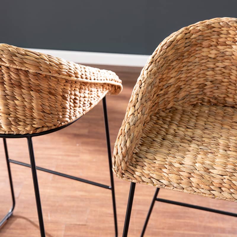 SEI Furniture Landria Natural Woven Fiber Stools (Set of 2)