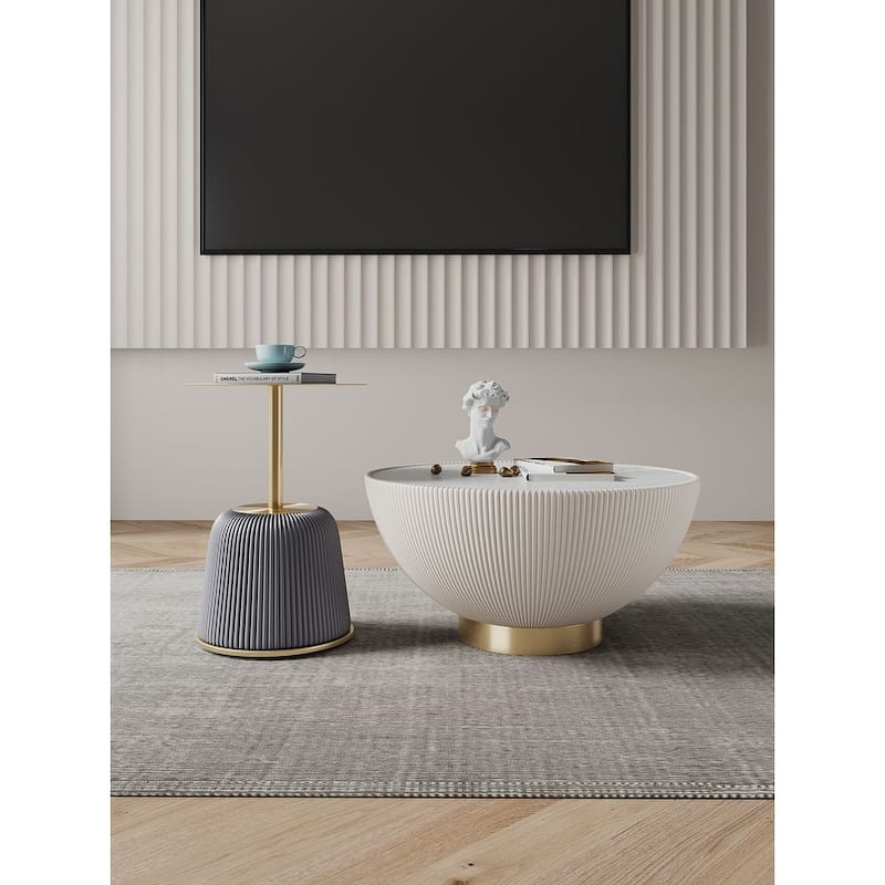 Manhattan Comfort Modern Anderson 1.0 Upholstered Table Sets - Cream/Grey