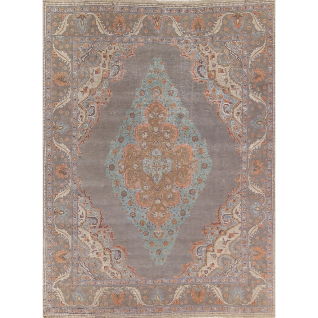 Over-Dyed Tabriz Persian Vintage Area Rug Handmade Wool Carpet - 8'10"x 11'2"