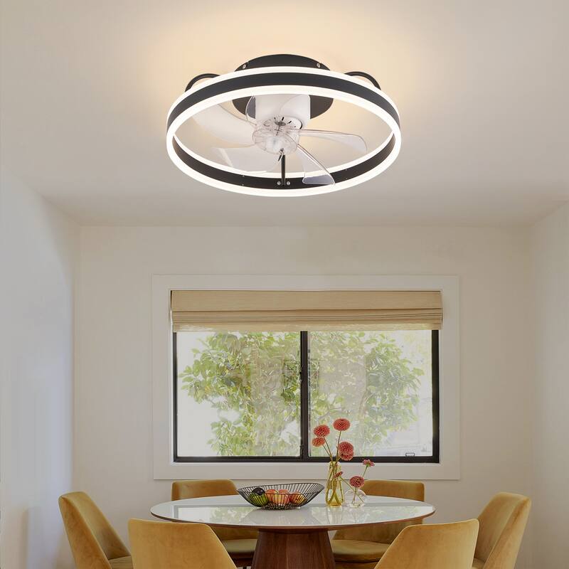 Starsky 19.7inch Oscillating Ceiling Fan Light LED Flush Mount with Remote