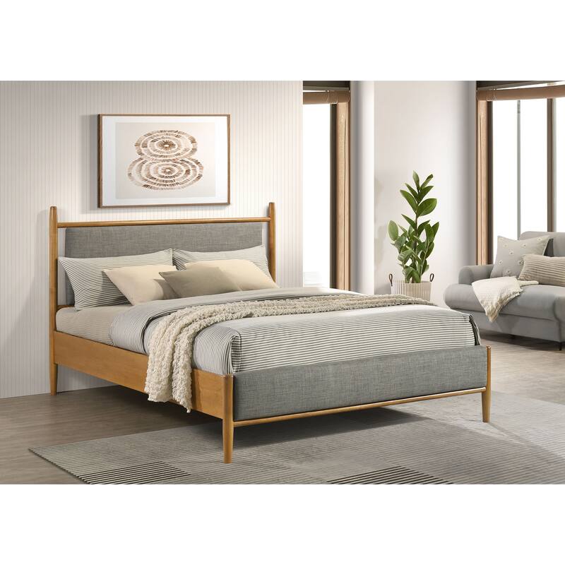 Mason 46-inch Panel Platform Bed Grey and Light Brown