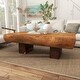 preview thumbnail 11 of 14, Brown Wood Handmade Live Edge T Stand Living Room Coffee Table with Block Legs