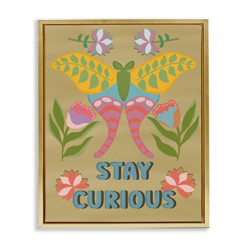 Stupell Stay Curious Butterfly Framed Floater Canvas Wall Art Design By Julia Frost