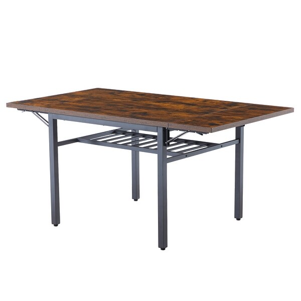 Modern Industrial 63.2'' Extendable Dining Table w/Drop Leaf
