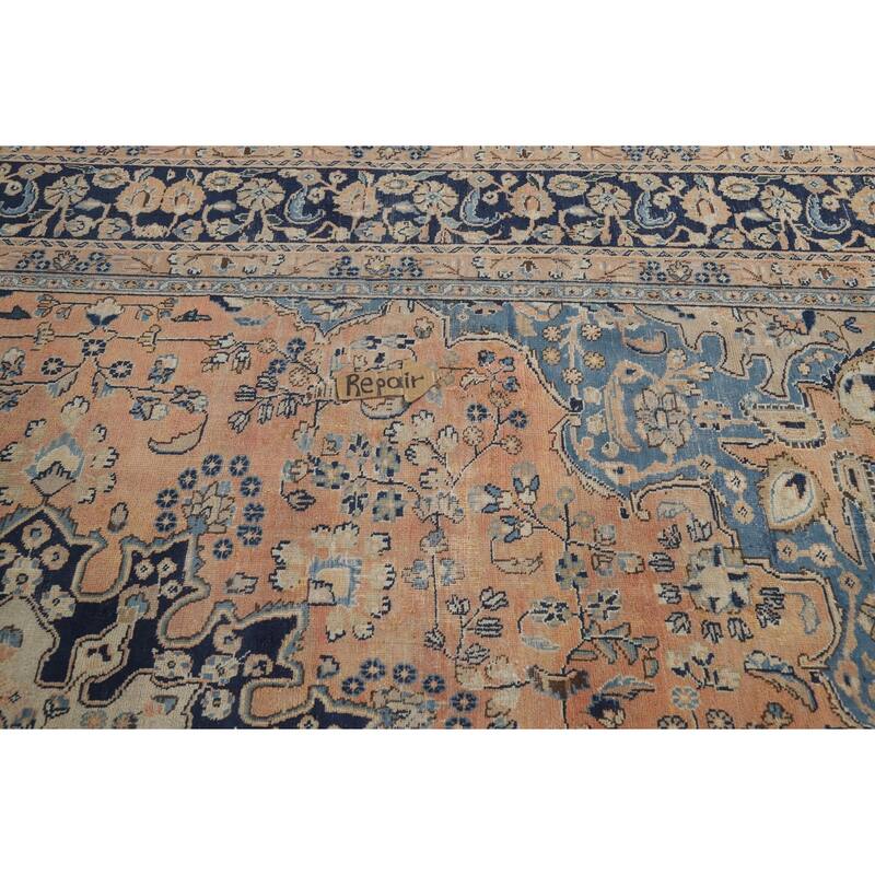 Light Orange Mashad Persian Area Rug Handmade Wool Carpet - 9'9"x 12'3"