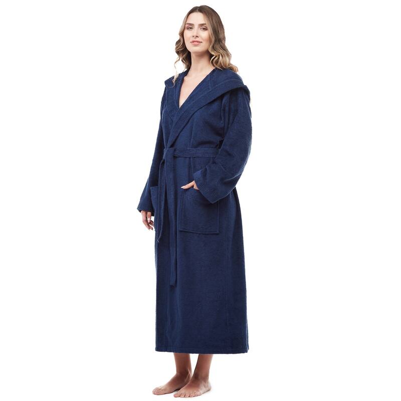 Soft Turkish Terry Cotton Women's Hooded Bathrobe