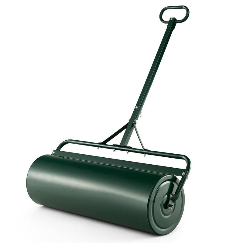 Gymax Lawn Roller Push/Tow Behind a Tractor Sod Drum Roller for Park - Green