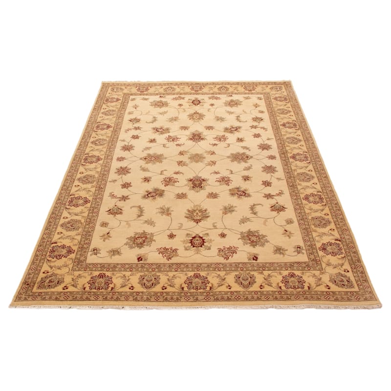 ECARPETGALLERY Hand-knotted Jamshidpour Cream Wool Rug - 6' 7" x 10' 3"