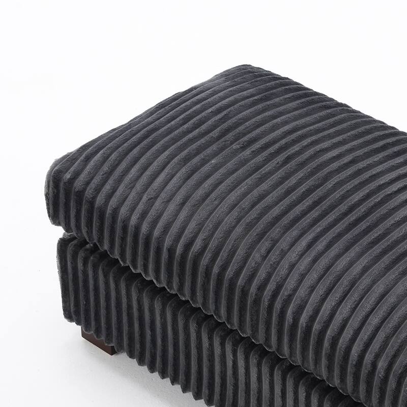 40" Oversized Plush Flannel Upholstered Ottoman Footstool Set of 2