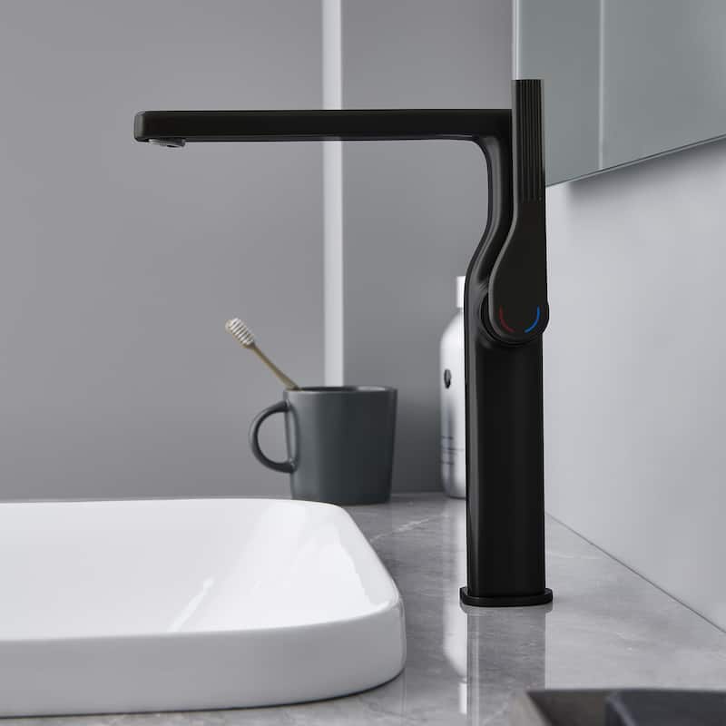 10-1/4"H Solid Brass Single-handle Bathroom Sink Faucet Optional Drain Assembly