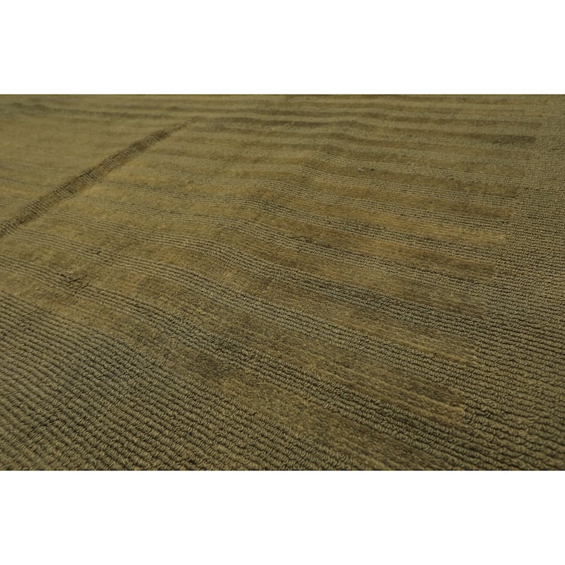 8'5''x11'10'' Hand Knotted Wool Olive Tibetan Modern & Contemporary Ribbed Rug - 8' 5'' x 11' 10''