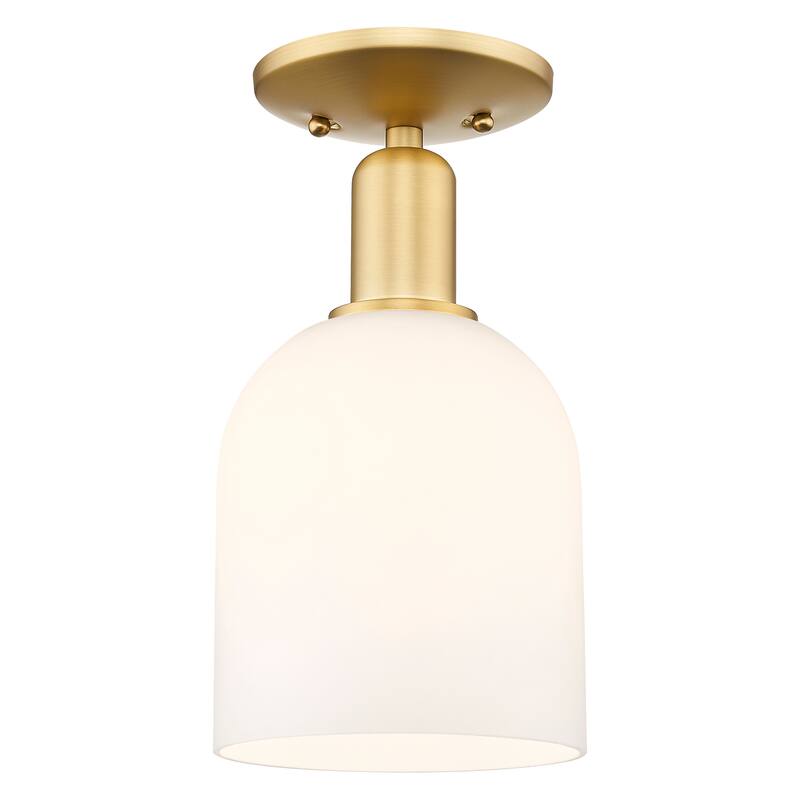 Innovations Lighting Endless Possibilities Arcadia - Bella - 1 Light 6" Semi-Flush Mount - Satin Gold/White