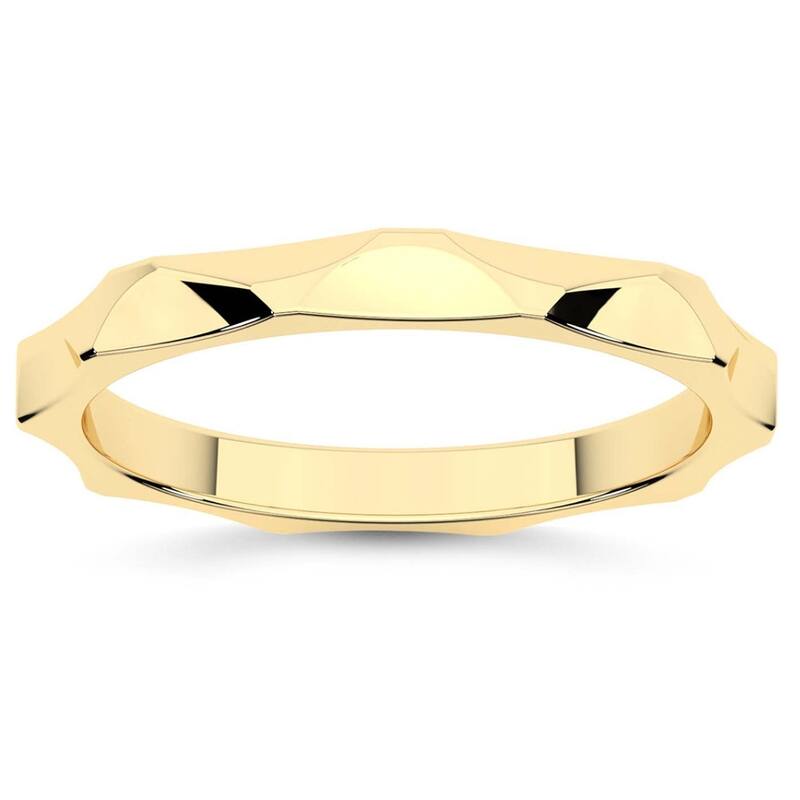 Gold Geometric Stackable Wedding Band Women's Anniversary Ring