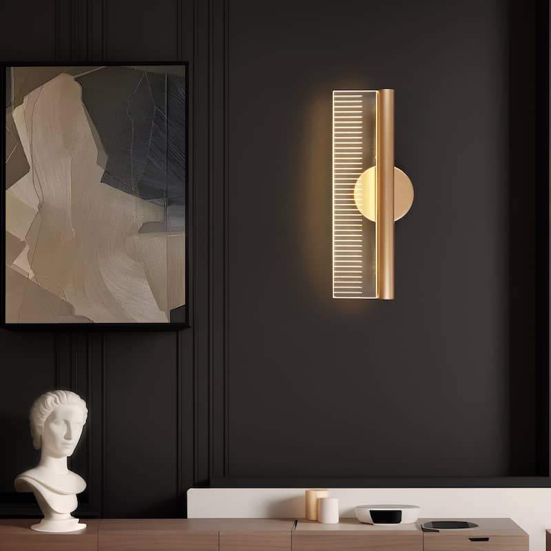 Modern LED Linear X Frame Glam Wall Sconce with Acrylic shade for Dining Room Mirror - W4.9" x H23.6" x D1.8"