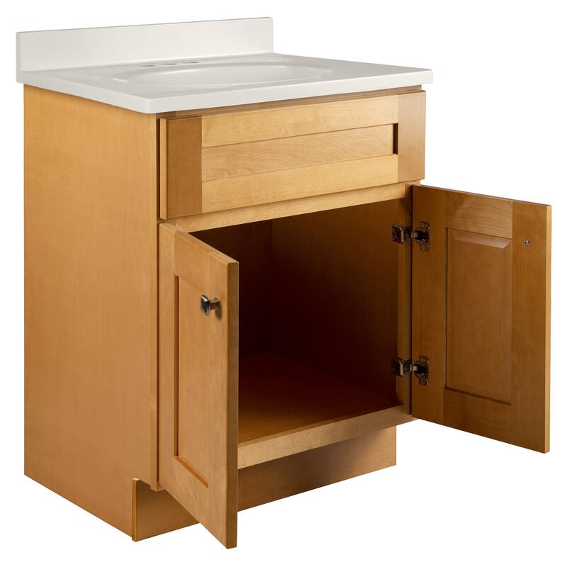 Brookings 25 Inch Assembled Bath Vanity with Ivory Swirl Top