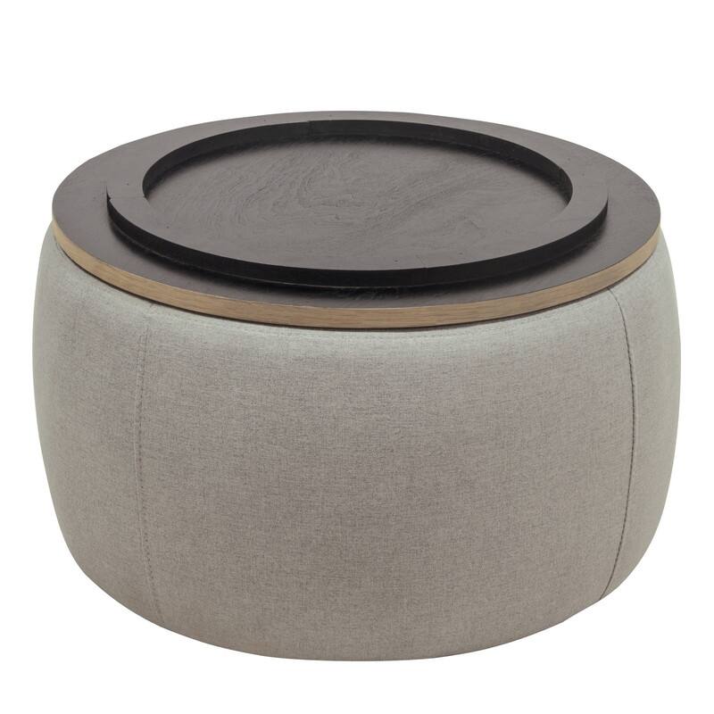 Round storage Ottoman, 3-in-1 features Ottoman coffee table, handmade end table