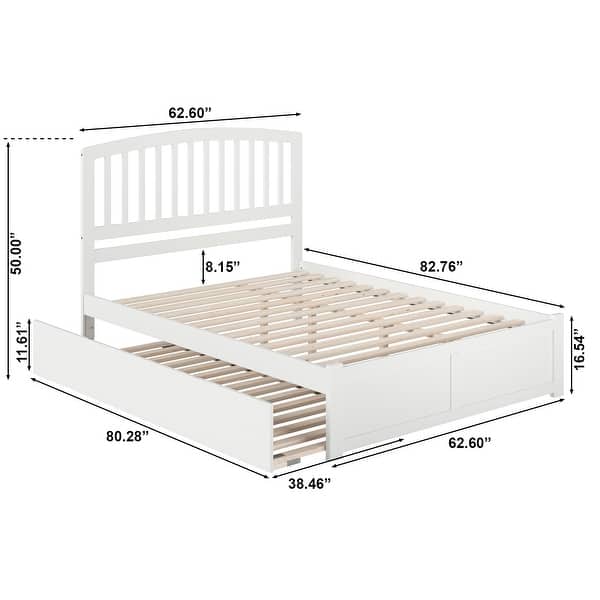 dimension image slide 6 of 11, Richmond Bed with Footboard and Twin XL Trundle