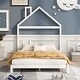 preview thumbnail 2 of 9, White Full Size Wood Bed with House Headboard for Kids