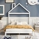 preview thumbnail 51 of 70, Wooden Platform Bed with Wood Slat Support, Modern Solid Wood Kids Bed Frame with House-shaped Headboard, No Box Spring Needed