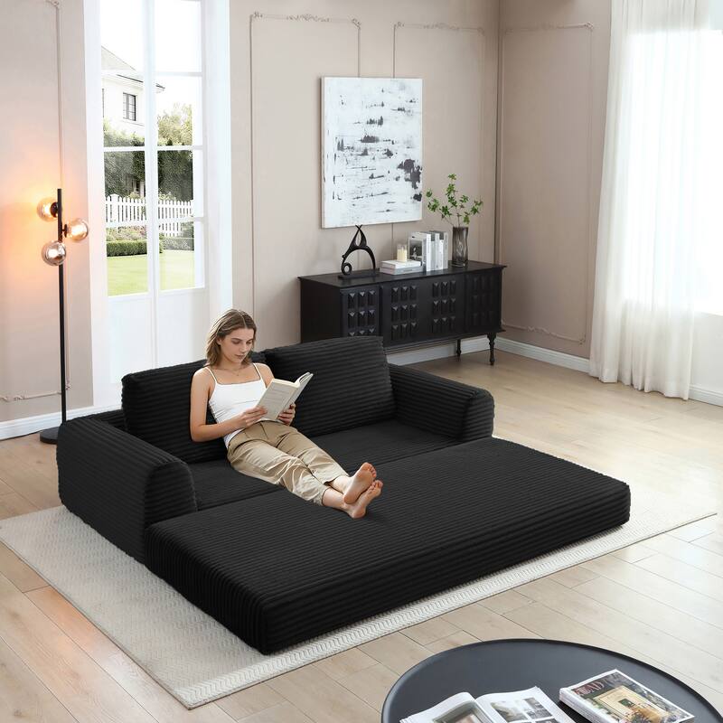 2-in-1 Folding Convertible Sofa Bed, Modern Corduroy Sleeper Couch