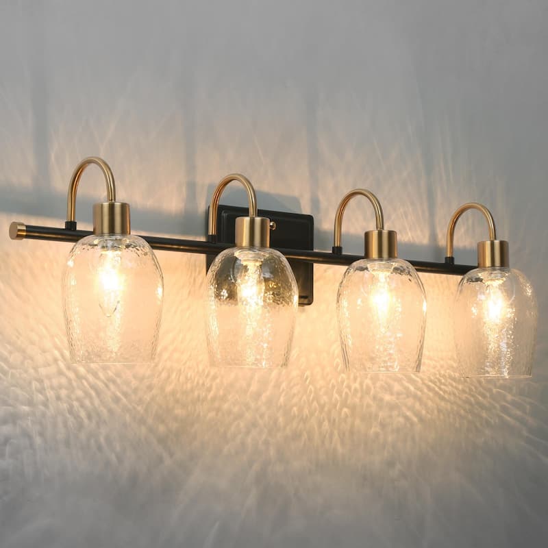 Modern 1/2/3/4-Light Bathroom Vanity Light Black Gold Wine Glass Wall Sconces