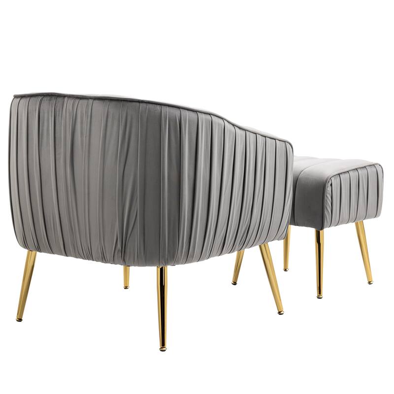 Velvet Accent Chair with Ottoman
