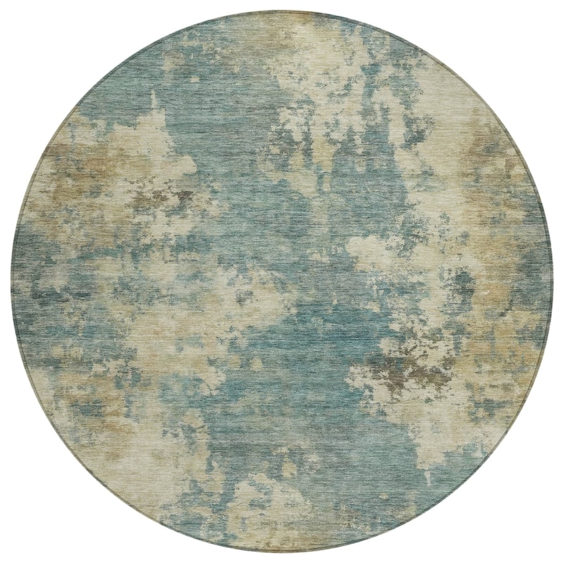 HomeRoots Abstract Transitional Rectangle Outdoor Rug - 8' Round
