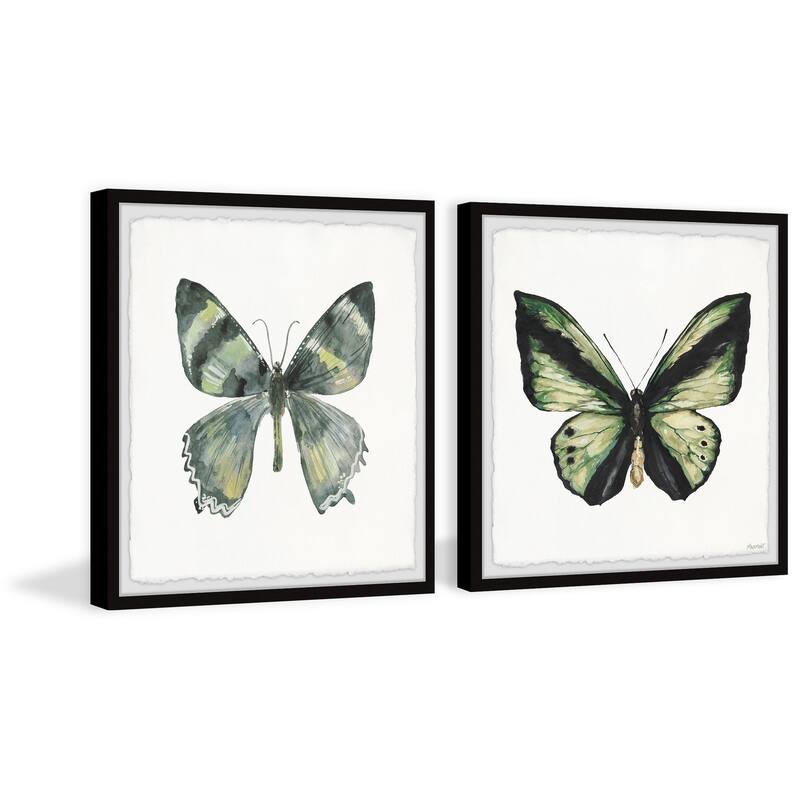 Lovely Green Butterflies Diptych