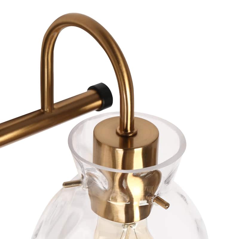 Elisie Modern Glam 4-light Bathroom Vanity Light Transitional Black Gold Sconce with Water Glass - L 31.5" x W 7.5" x H 9"