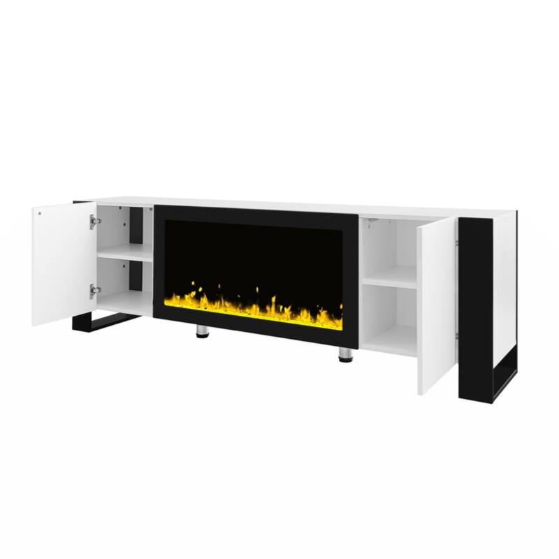 Modern TV Stand with 34.2" Non-heating Electric Fireplace,with 2 Cabinets,Media Console for TVs up to 78"