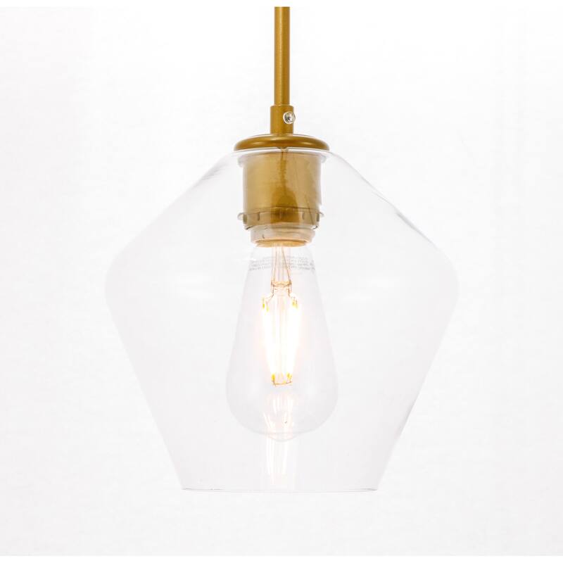 Elegant Lighting Gene Single Light 8" Wide Mini Pendant with Clear - Brass