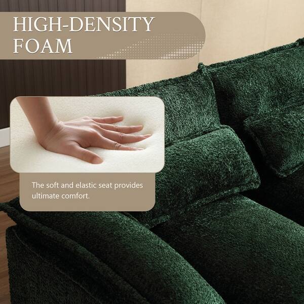 Chenille Upholstered U-Shaped Living Room Sectional Sofa With Wooden Legs