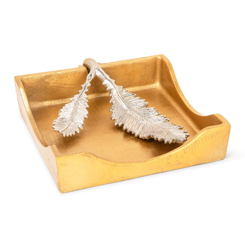 Alice Pazkus 7"D Gold Square Napkin Holder