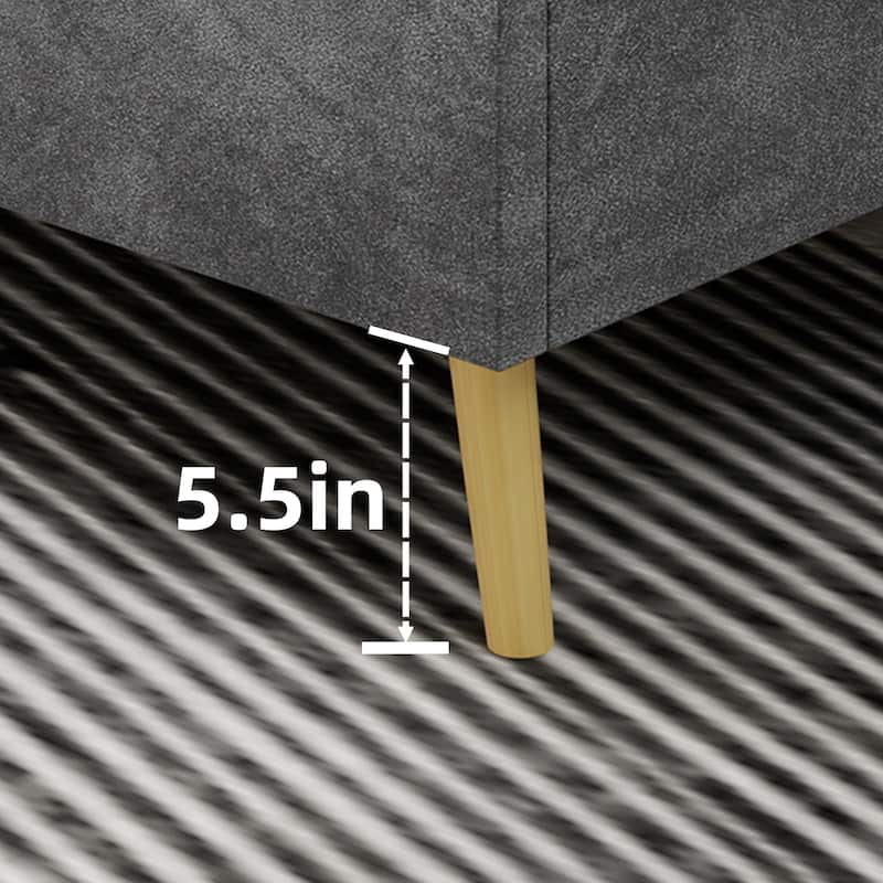 Upholstered Bed Frame Fabric Platform Bed with Wingback Headboard/Wood Slats Support/No Box Spring Needed/Noise-Free Structure